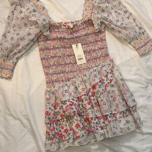 LoveShackFancy Floral Mini Dress - Multicolor